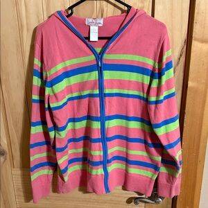 Quacker Factory Pink Zip Up Sweatshirt with hood